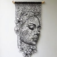 Image 1 of Floral Face Wall Hanging
