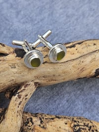 Image 4 of Limey green cornish Seaglass cufflinks - Custom order for Leon 