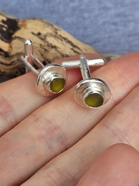 Image 7 of Limey green cornish Seaglass cufflinks - Custom order for Leon 