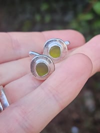 Image 8 of Limey green cornish Seaglass cufflinks - Custom order for Leon 