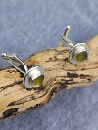 Image 9 of Limey green cornish Seaglass cufflinks - Custom order for Leon 