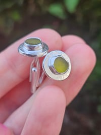 Image 6 of Limey green cornish Seaglass cufflinks - Custom order for Leon 
