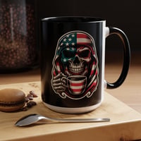 Image 1 of Patriotic Skull American Flag Coffee Mug – 15oz