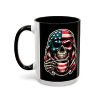Image 4 of Patriotic Skull American Flag Coffee Mug – 15oz