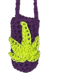  Lighter Holder w/ Strap - Neon Yellow on Purple