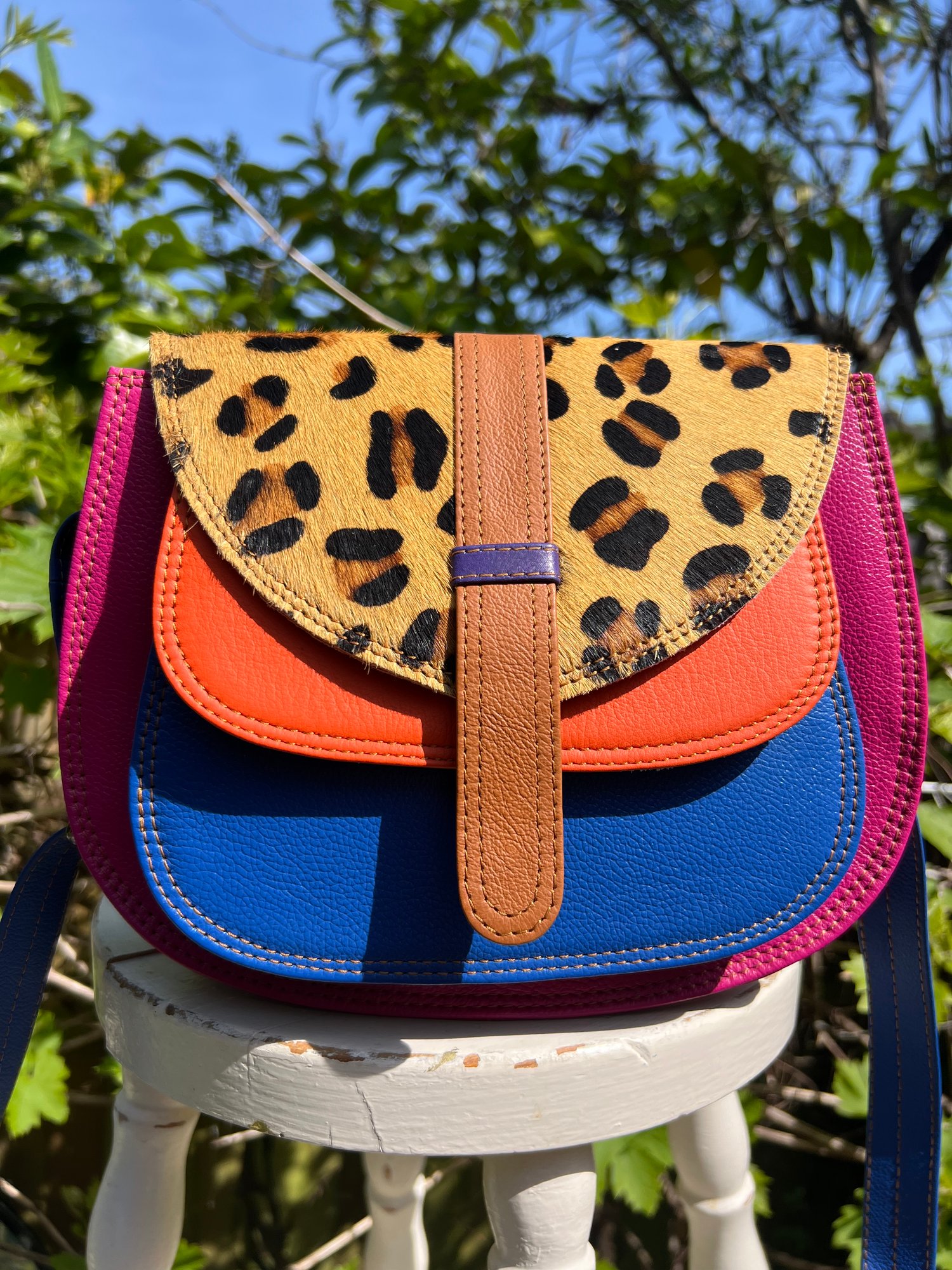 Image of Medium Multi Coloured Saddle #CS1