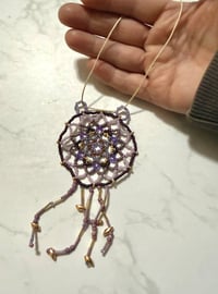 Beaded Dreamcatcher Ornament, Purple