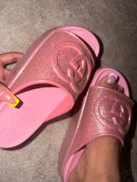 Image 1 of Glitter pink GG platform slides 