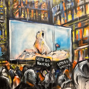 KNICKS HAMSTER ORIGINAL PAINTING - 30x30"