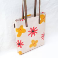 Image 2 of Jamie Soft Tote red and yellow flowers