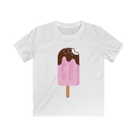 Image 1 of Kids Ice Cream Popsicle T‑Shirt — Cute Pink Chocolate Drip Tee
