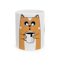 Image 1 of Cute Cat Coffee Mug – Orange Cat Holding Mug Ceramic Cup (11oz & 15oz)