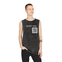 Image 3 of Scan Me Tank Top — QR Code Stonewash Muscle Tee