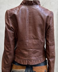 Image 8 of BROWN FRILL LEATHER JACKET