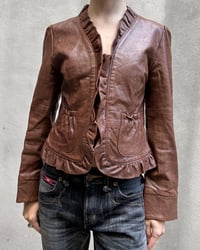 Image 7 of BROWN FRILL LEATHER JACKET