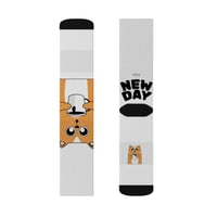 Image 3 of Cute Cat "It's a New Day" Sublimated Crew Socks