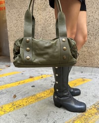Image 2 of ITALIAN KHAKI STUD LEATHER BAG