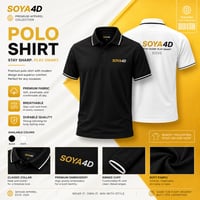 Image 1 of SOYA4D Polo Shirt Premium Hitam Putih — Kaos Polo Streetwear Modern Elegan