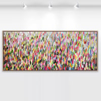 Image 1 of 'Cascading I' - 150x60cm, FRAMED in Natural oak