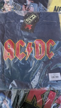 Image 2 of AC/DC Unisex T-Shirt: Logo (Navy Blue) (Wash Collection) / Officially Licenced Shirt