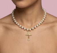 Image 1 of Religious Cross Pearl Necklace 