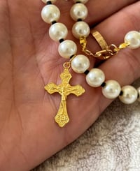 Image 2 of Religious Cross Pearl Necklace 