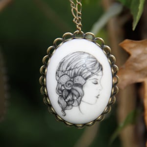 Image of Cordelia Illustrated Porcelain Pendant