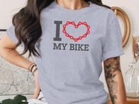 Image 1 of I Love My Bike T‑Shirt – Cycling Chain Heart Tee