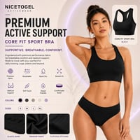 Image 1 of NICETOGEL Core Fit Sport Bra Black Purple
