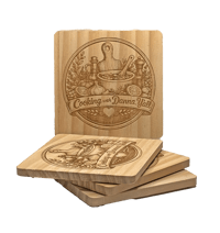Cooking with Danna 4" Square Wooden Coasters2 (set of 4)