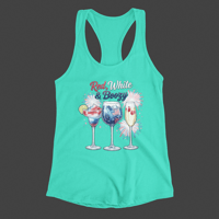 Image 1 of Red White & Boozy Racerback Tank