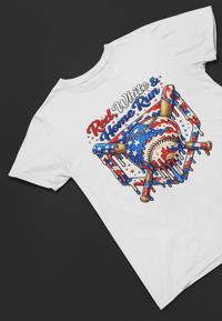 Image 3 of Red, White, HomeRun Youtj & Adult Tee