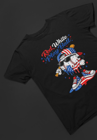 Image 2 of Red White Play Ball Youth & Adult Tee