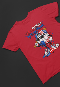 Image 1 of Red White Play Ball Youth & Adult Tee