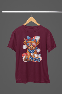 Image 1 of Red White Moo Youth & Adult Tee
