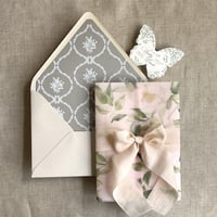 Image 1 of Rosalie floral blush vellum wraps + envelope liners PACK of 10