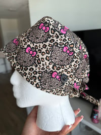 Image 1 of Cheetah Hello Kitty Scrub Cap