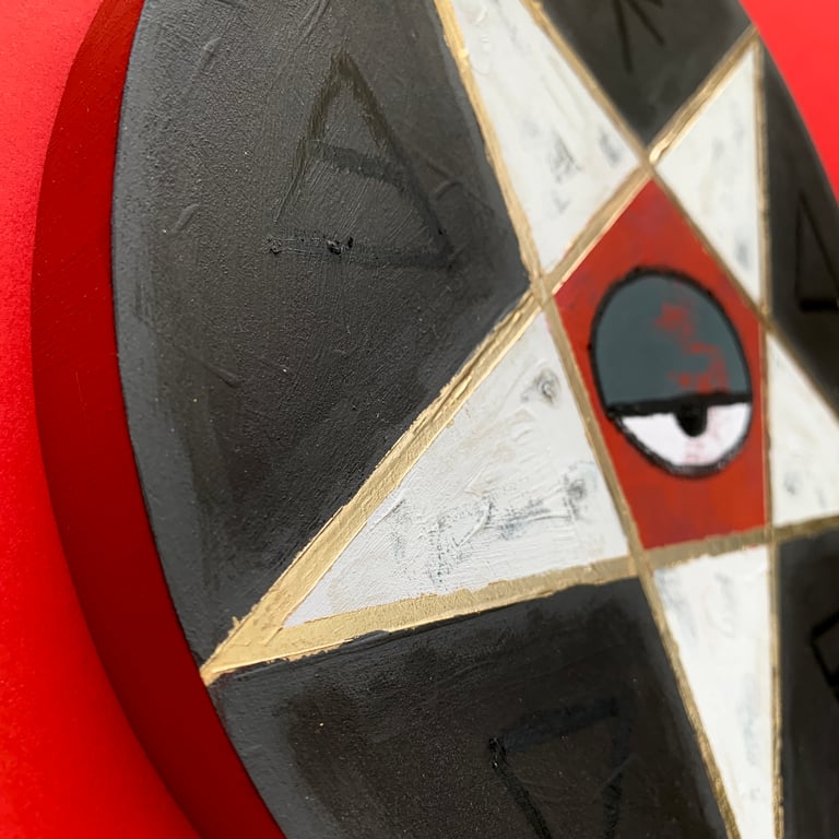 Copy of pentacle WTE/BLK/RED on wood disk Image 2