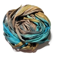 Image 2 of 10YD. AMAZON HAND DYED SARI SILK RIBBON BY COLOR BURST SILK
