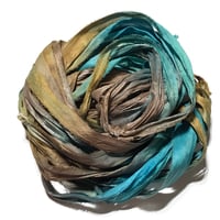 Image 3 of 10YD. AMAZON HAND DYED SARI SILK RIBBON BY COLOR BURST SILK