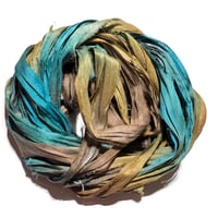 Image 4 of 10YD. AMAZON HAND DYED SARI SILK RIBBON BY COLOR BURST SILK