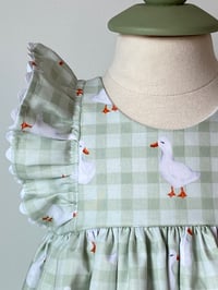 Image 1 of Silly Goose Green Gingham Baby Dress