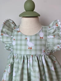 Image 3 of Silly Goose Green Gingham Baby Dress