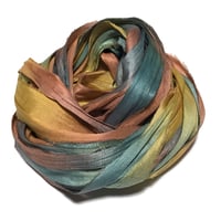 Image 1 of 10YD. MELON PATCH HAND DYED SARI SILK RIBBON BY COLOR BURST SILK