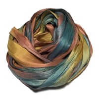 Image 2 of 10YD. MELON PATCH HAND DYED SARI SILK RIBBON BY COLOR BURST SILK
