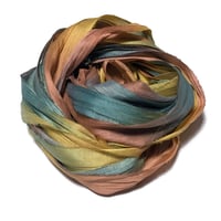 Image 4 of 10YD. MELON PATCH HAND DYED SARI SILK RIBBON BY COLOR BURST SILK