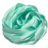 Image 4 of 10YD. MINT HAND DYED SARI SILK RIBBON BY COLOR BURST SILK