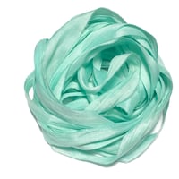 Image 5 of 10YD. MINT HAND DYED SARI SILK RIBBON BY COLOR BURST SILK