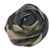 Image 3 of 10YD. MOSSY STONE HAND DYED SARI SILK RIBBON BY COLOR BURST SILK