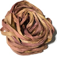 Image 5 of 10YD. PEACH BLOSSOM HAND DYED SARI SILK RIBBON BY COLOR BURST SILK